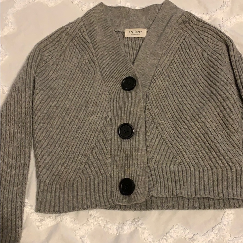 Grey sweater large button detail